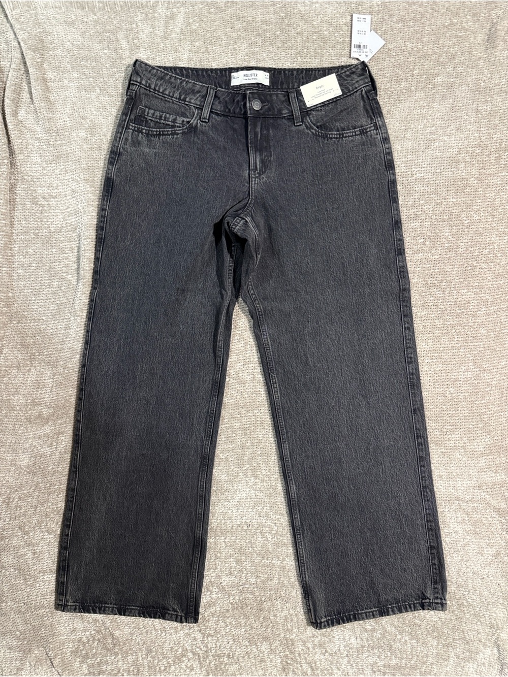 Hollister Women's Low-Rise Baggy Jeans — Washed Charcoal Black